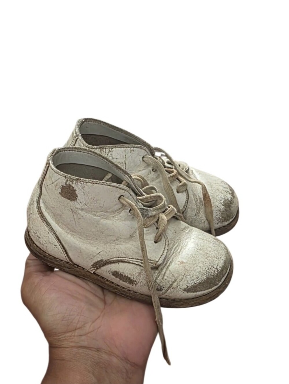Vintage Baby Shoes Mid Century White Leather Toddler Walker Boots Jumping Jacks - Picture 12 of 16